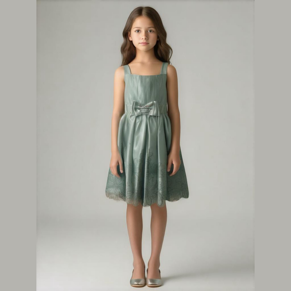Girls formal dress. Sage. 14
